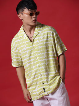 WROGN - Cursive AOP Lime Green Shirt