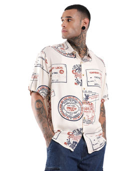 WROGN - Off White Viscose AOP Shirt