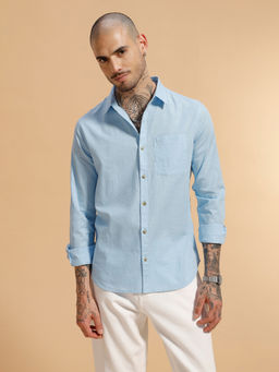 WROGN - Solid Full Sleeve Cotton Shirt
