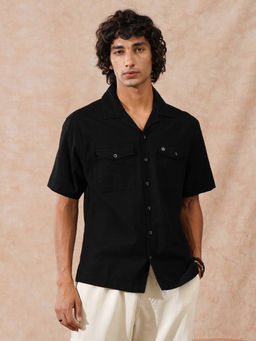 WROGN - Double Pocket Resort Collar black Shirt