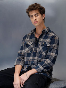 WROGN - Mens casual checkered pattern regular fit Shacket type Shirt
