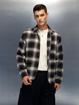 WROGN - Mens Casual Regular Fit Checkered Pattern Shacket type Shirt