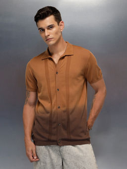 WROGN - Knit Button-Down Brown Shirt