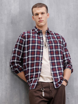 WROGN - Pure Cotton Checkered Brown Shirt