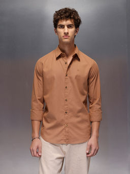 WROGN - Mens Slim Fit Rust Casual Shirt