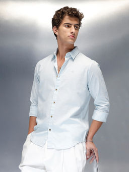 WROGN - Mens Slim Fit Blue Casual Shirt
