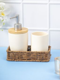 Voncasa - BathSet Dispenser,Tumbler +Tray