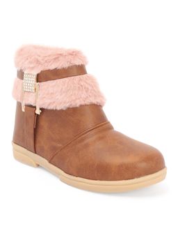 FREEPLAY - Girls Brown Faux Fur Buckle Detailed Casual Boots