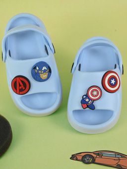 Yellow Bee - Marvel Captain America Sandals with Shield & Face Charms for Boys - Blue