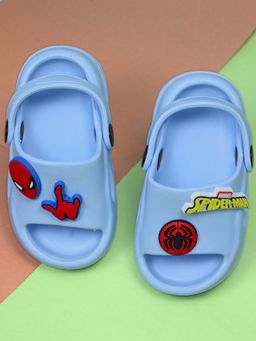 Yellow Bee - Marvel Spider Man Sandals with Hero Pose & Logo Charms for Boys - Blue