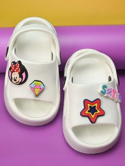 Yellow Bee - Disney Minnie Mouse Sandals with Star & Smile Charms for Girls - White