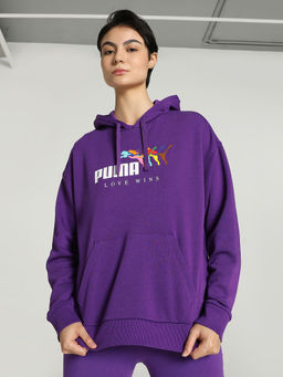 Puma - Ess Love Wins Hooded Womens Purple Sweatshirt