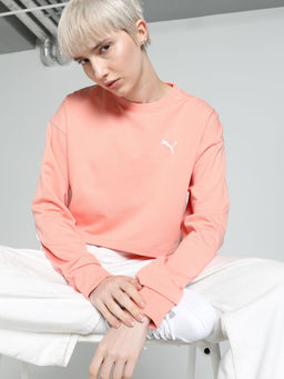 Puma - Relaxed Crew Neck Women's Pink Sweatshirt