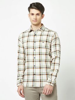 CRIMSOUNE CLUB - Men Cream Checks Shirt