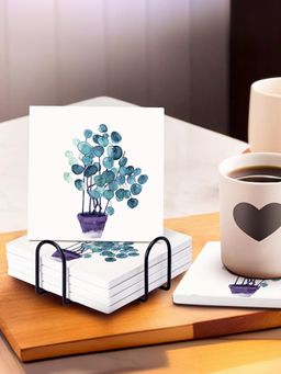 Ekhasa - Diatomite Coffee Tea Coasters with Cork Base & Steel Holder