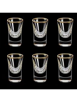 Melbify - Gold Rim Shot Glasses ,6 Pc , 50 ml