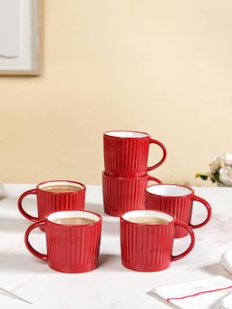 Nestasia - Ceramic Coffee Mugs Red 300ml (Pack of 6)