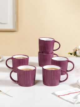 Nestasia - Ceramic Coffee Cups Purple 300ml (Pack of 6)