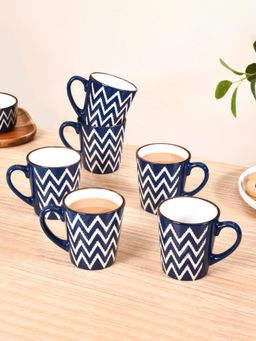 Nestasia - Ceramic Tea Cups Navy Blue 250ml (Pack of 6)