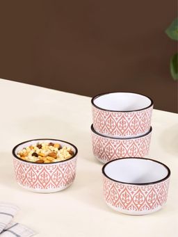 Nestasia - Printed Ceramic Snack Bowl Pink 200ml (Pack of 4)