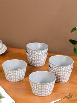 Nestasia - Printed Ceramic Snack Bowl Grey 600ml (Pack of 6)