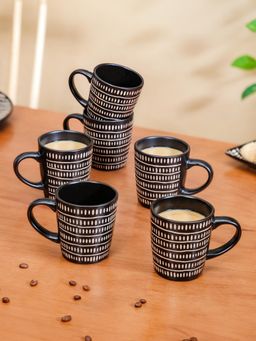 Nestasia - Ceramic Coffee Mugs Black 275ml (Pack of 6)