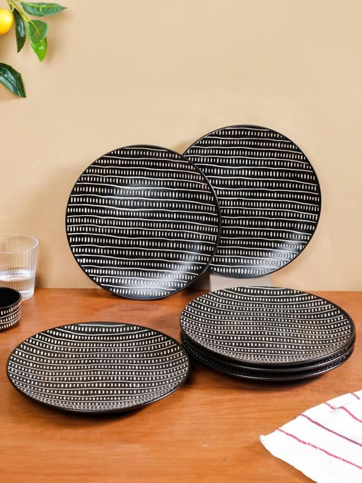 Nestasia Black Ceramic Dinner Plate 11 Inch (Pack of 6)