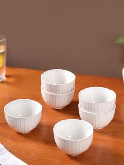Nestasia - Textured Ceramic Small Bowl White 250ml (Pack of 6)