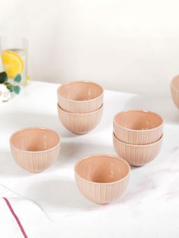 Nestasia - Textured Ceramic Small Bowl Beige 250ml (Pack of 6)