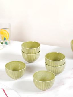 Nestasia - Textured Ceramic Small Bowl Olive Green 250ml (Pack of 6)