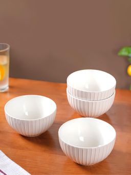 Nestasia - Textured Ceramic Snack Bowl White 650ml (Pack of 4)
