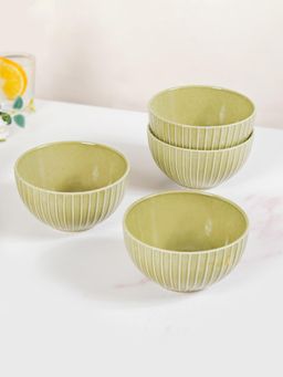 Nestasia - Textured Ceramic Snack Bowl Olive Green 650ml (Pack of 4)