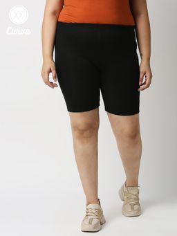 Twenty Dresses by Nykaa Fashion - Curve Black Lets Move To A Fun Zone Basics Cycling Shorts
