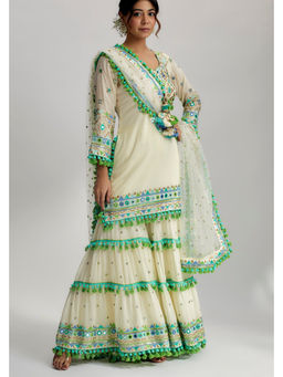 Gopi Vaid - Maahika Layered Kurta And Sharara Set With Dupatta