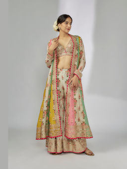 Gopi Vaid - Harsha Long Jacket And Sharara With Bralette