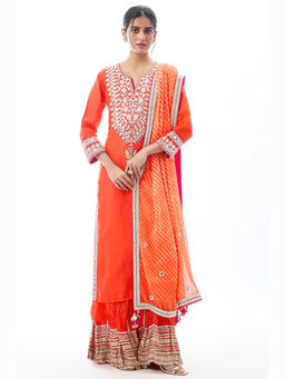 Gopi Vaid - Ruby Kurta And Sharara Set With Dupatta