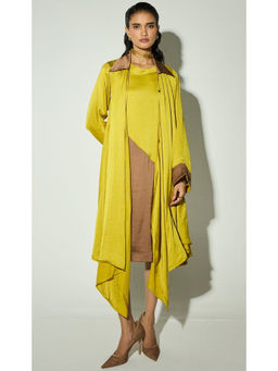 Basanti Kapde aur Koffee - The Ochre Glow Satin Overlay Jacket with Dress