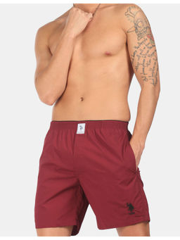 U.S. POLO ASSN. - Men Maroon I021 Comfort Fit Print Cotton Boxer Red