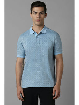 Louis Philippe - Men Blue Print Polo Neck T-Shirt