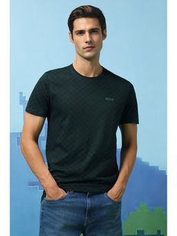 Louis Philippe - Men Green Print Crew Neck T-Shirt