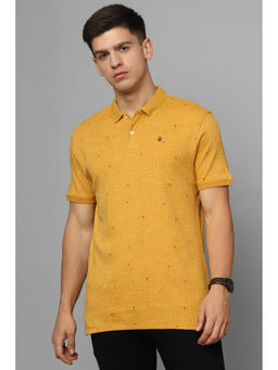 Louis Philippe - Men Yellow Print Polo Neck T-Shirt