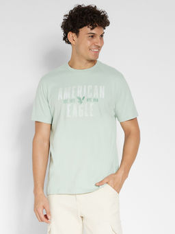 American Eagle - Men Green Logo Graphic T-Shirt