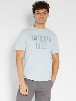 American Eagle - Men Blue Logo Graphic T-Shirt