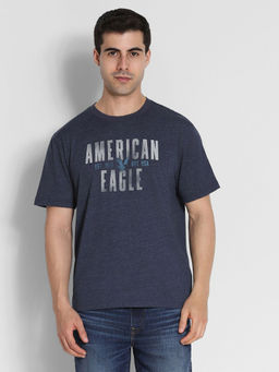 American Eagle - Men Navy Logo Graphic T-Shirt