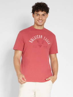 American Eagle - Men Pink Logo Graphic T-Shirt