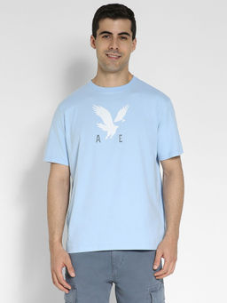 American Eagle - Men Blue Logo Graphic T-Shirt
