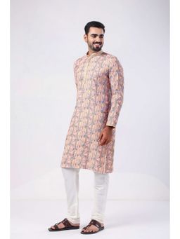 ETHNIC INDIA - Geometric Viscose Rayon Pink Regular Straight Kurta