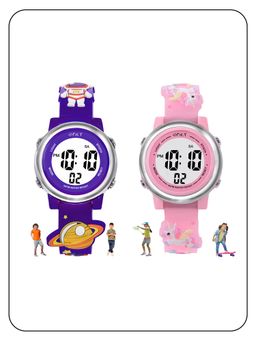 Spiky - Round Cartoon Designed Strap Multifunctional Sports Digital Kids Watch for Kids Multi-Color