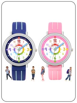Spiky - Round Educational Time Teaching Analog Kids Watch for Boys and Girls Multi-Color
