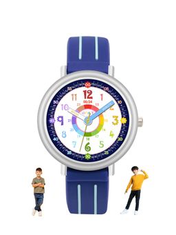 Spiky - Round Blue Educational Colors Time Teaching Analog Kids Watch for Boys